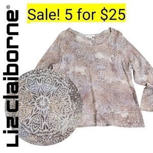 Liz Claiborne Neutral Cottagecore Long Sleeve Shirt 5 for $25 Mix Match Top